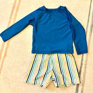 Unisex Long-Sleeve Rashguard Swim Set 
Top & Trunks for Toddler